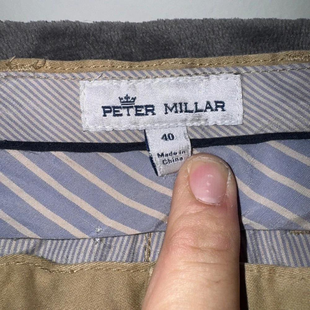 Mens 40 Peter Millar Pants Tan Excellent Crown Collection 5-Pocket Straight Leg